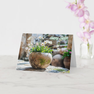 White Spring Flowers Easter Card