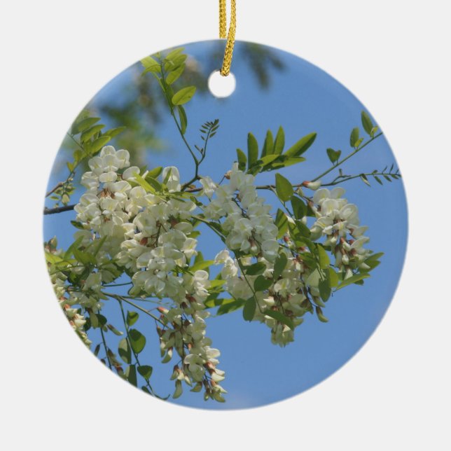 White Spring Locust Blossoms Flower Ornament (Front)