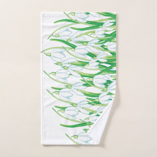 White Spring Snowdrops  Hand Towel
