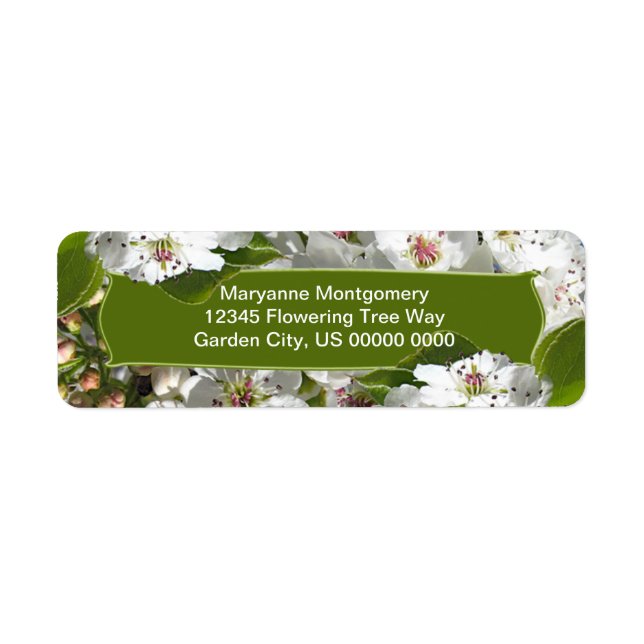 White Spring Tree Blossoms Return Address Label (Front)