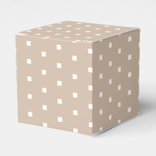 White square dots beige tan gift favor boxes