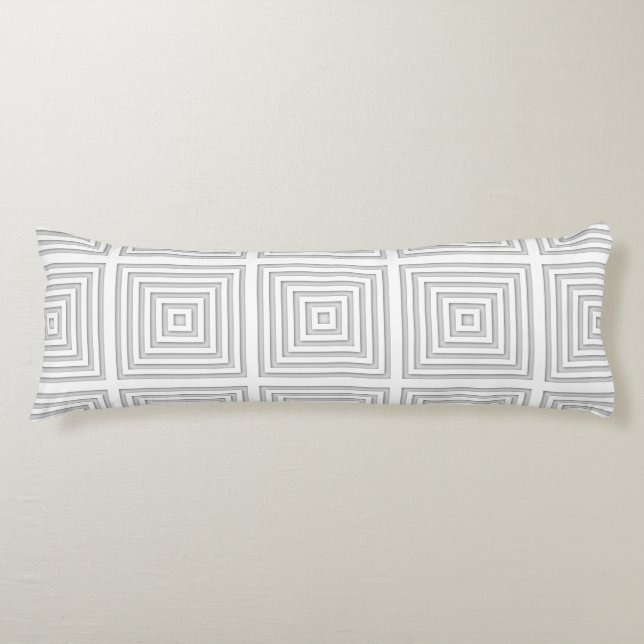 White Square Geometric Body Pillow (Front)