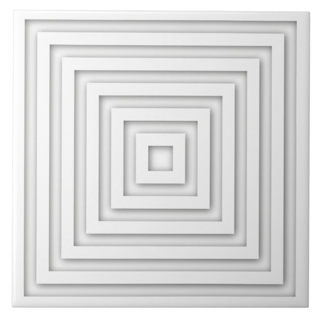 White Square Geometric Ceramic Tile (Front)