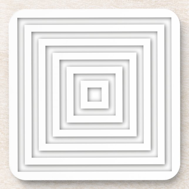 White Square Geometric Drink Coaster (Front)