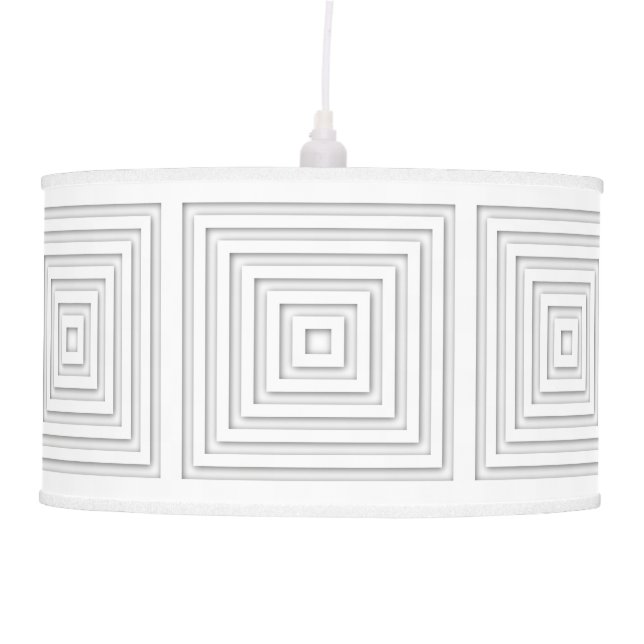 White Square Geometric Hanging Lamp (Front)