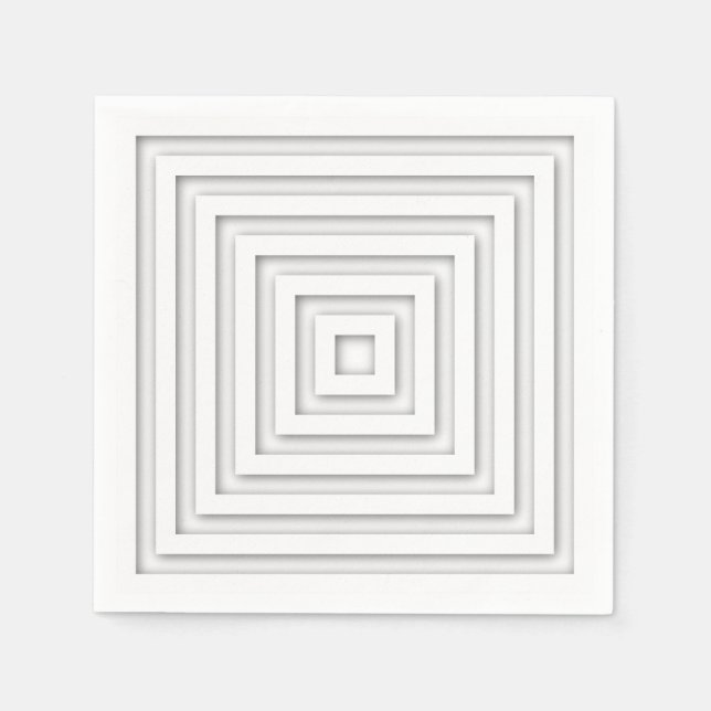 White Square Geometric Paper Napkins (Front)