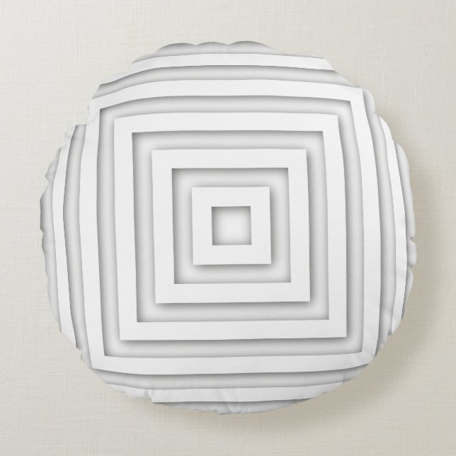 White Square Geometric Round Pillow (Front)