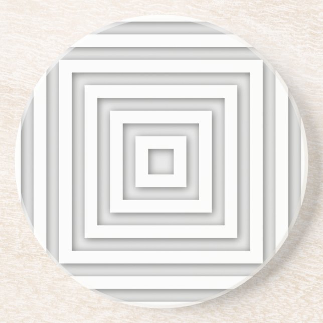 White Square Geometric Sandstone Coaster (Front)