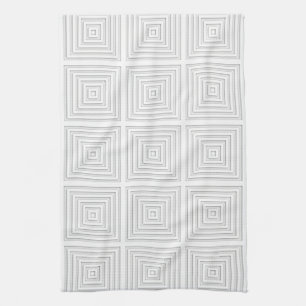 White Square Geometric Towel