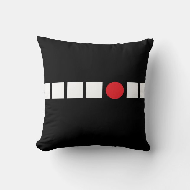 White Square - Red Dot Throw Pillow (Front)