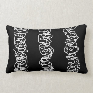 WHITE SQUIGGLY LINES DESIGN Retro Throw Pillow