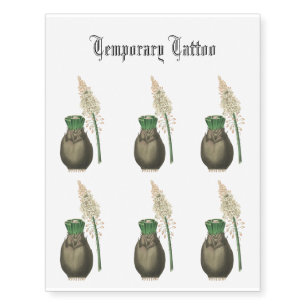 White squill flowers with brown bulb antique temporary tattoos