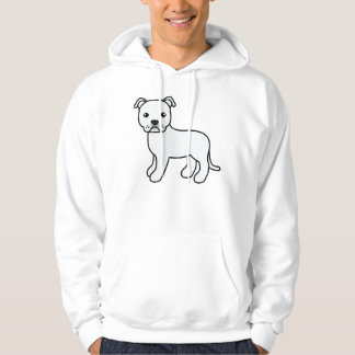 White Staffordshire Bull Terrier Cartoon Dog Hoodie