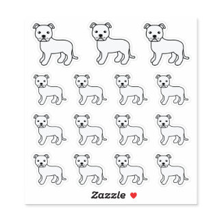 White Staffordshire Bull Terrier Cute Cartoon Dogs Sticker