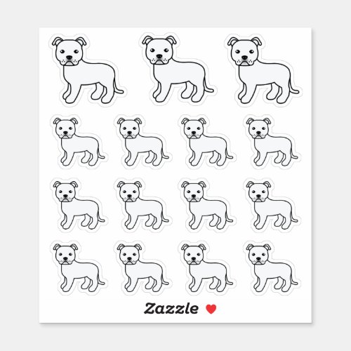 White Staffordshire Bull Terrier Cute Cartoon Dogs Sticker