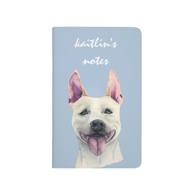 White Staffordshire Bull Terrier Dog Watercolor