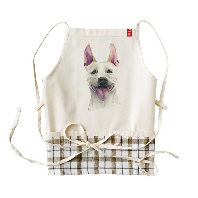 White Staffordshire Bull Terrier Dog Watercolor