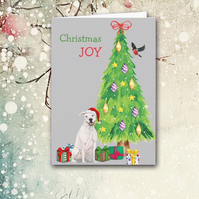 White Staffordshire Terrier and Holiday Tree (Creator Uploaded)