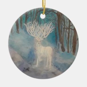 White Stag Ceramic Ornament