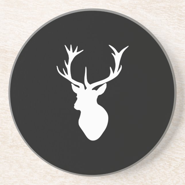 White Stag Head Drink Coaster (Front)