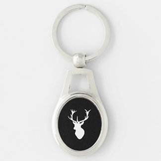 White Stag Head Keychain