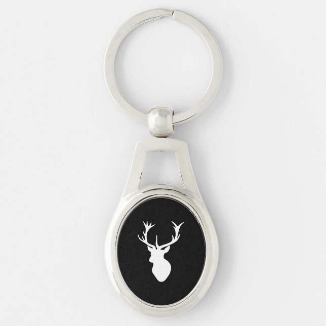 White Stag Head Keychain (Front)