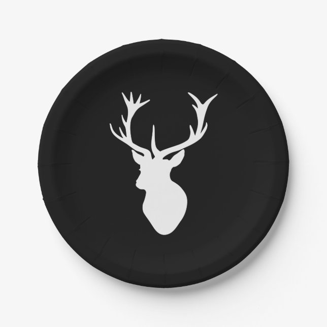 White Stag Head Paper Plates (Front)