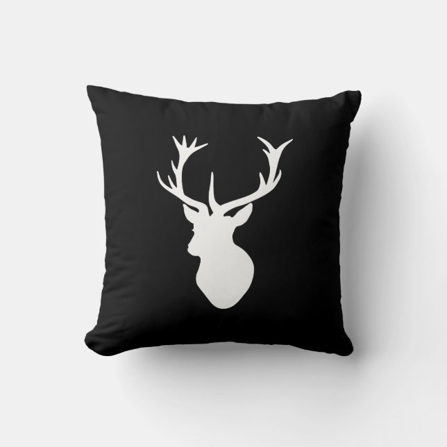 White Stag Head Throw Pillow (Front)
