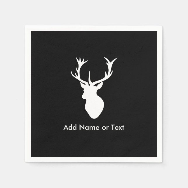 White Stag Head with Antlers Napkins (Front)