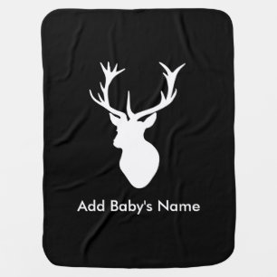 White Stag Head with Antlers Swaddle Blanket