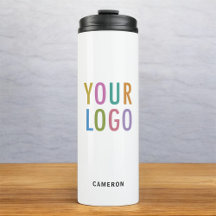 White Stainless Steel Tumbler Business Logo 12 oz