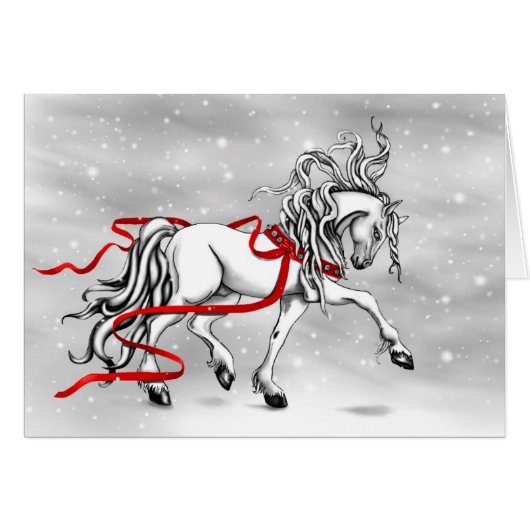 White Stallion Christmas Design Cards (Front Horizontal)
