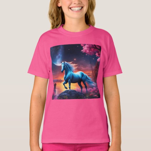 White Stallion Fantasy Pink Garden T_Shirt