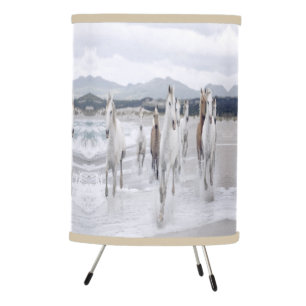 White stallion Horses running Table Lamp