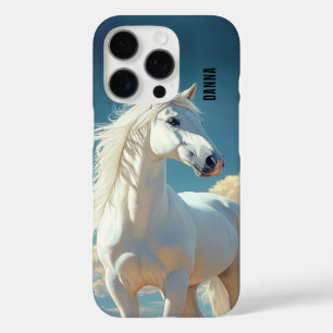 White Stallion Personalized Name iPhone 16 Pro Case