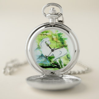 White Stallion Pocket Watch by Hevener