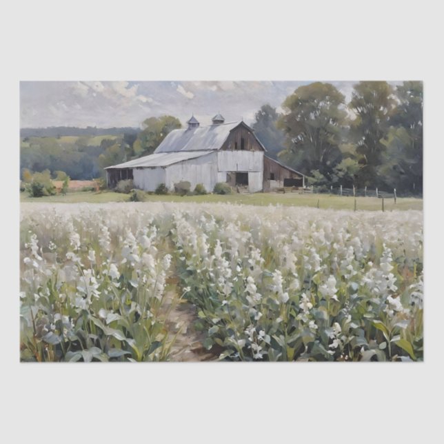 White Stalwart Barn Decoupage Tissue Paper (Front)