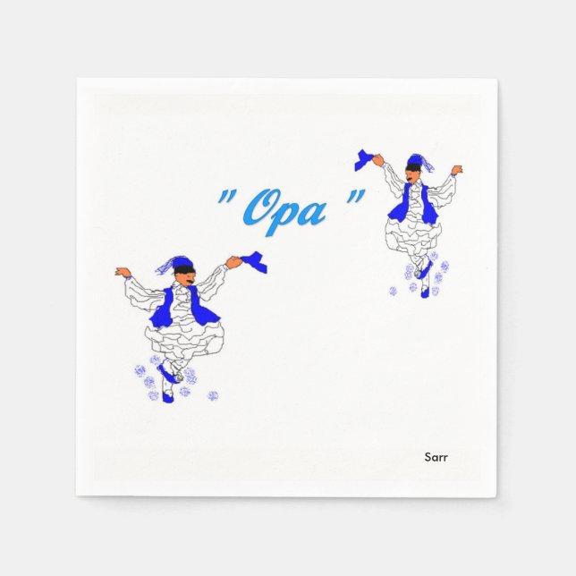 White Standard Cocktail Paper Napkins  Evzones (Front)