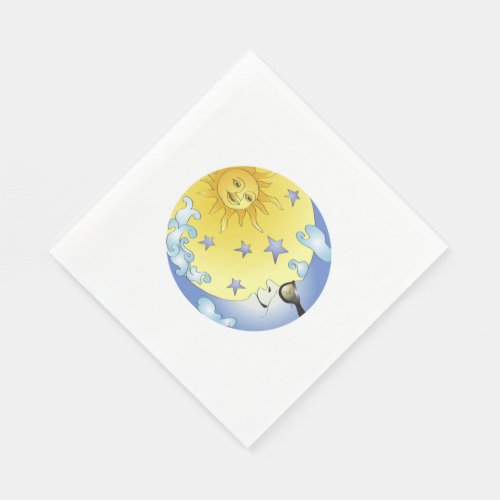 White Standard Luncheon NapkinSun Moon and Stars Paper Napkins