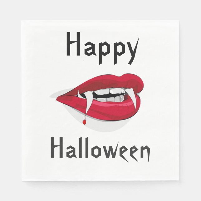 White Standard Luncheon Napkin/Vampire Lips Napkins (Front)