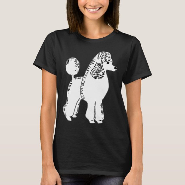 White Standard Poodle Art T-Shirt (Front)