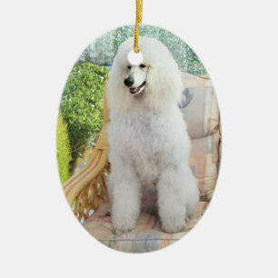 White Standard Poodle Ceramic Ornament