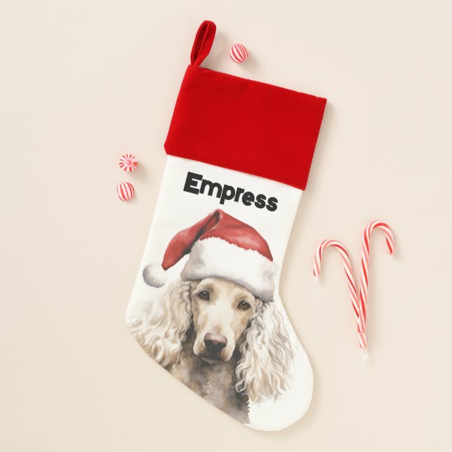 White Standard Poodle Christmas Stocking (Front)