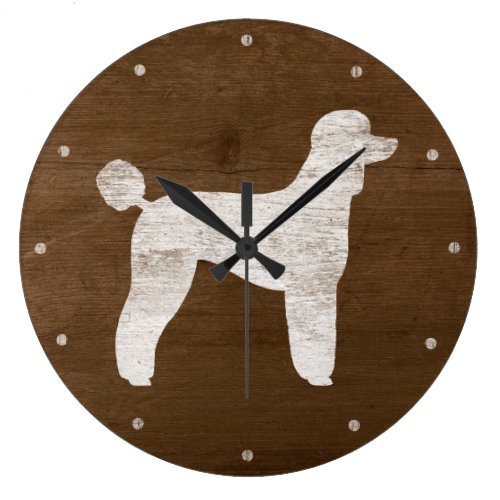 White Standard Poodle Silhouette Large Clock