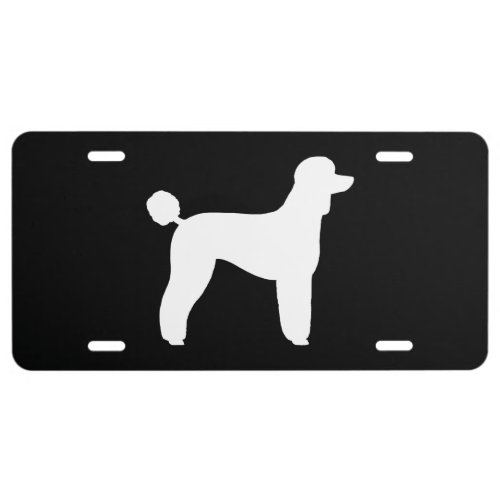 White Standard Poodle Silhouette License Plate