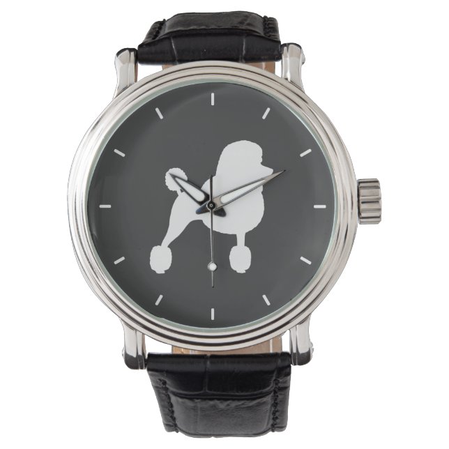 White Standard Poodle Silhouette Watch (Front)
