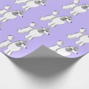 White Standard Poodles Lilac Wrapping Paper