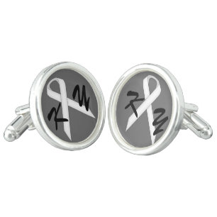 White Standard Ribbon by Kenneth Yoncich Cufflinks