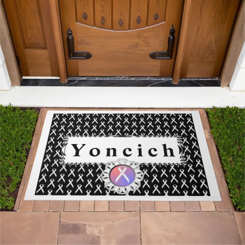 White Standard Ribbon by Kenneth Yoncich Doormat