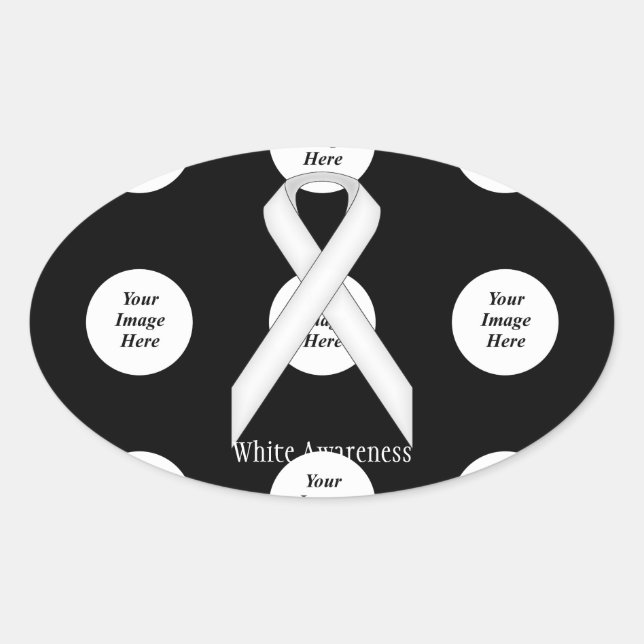 White Standard Ribbon by Kenneth Yoncich Oval Sticker (Front)